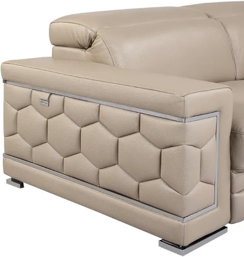 Vista 7 de Blackjack Furniture Usry - Sofá tapizado de piel italiana, color caqui