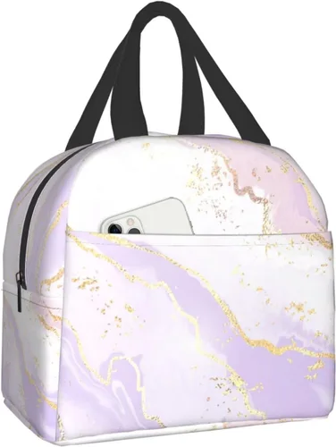 Vista 10 de Lonchera con diseño a cuadros azules aislada, bolsa térmica para almuerzo para adultos, niños, niñas, mujeres, oficina, trabajo, escuela, picnic