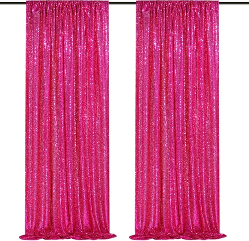 Vista 62 de 2 cortinas de 2 x 8 pies de lentejuelas con brillantina para marco de fotografía, para fiestas o fondos de fotografía