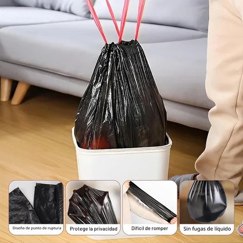 Vista 5 de Bolsas de basura de 8 galones, 120 unidades, 0.8 mil, negras, sin Negro