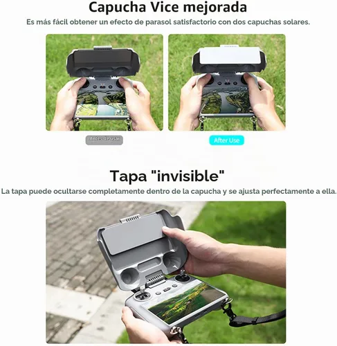 Vista 4 de 2 en 1 controlador RC cubierta protectora parasol compatible con DJI RC control remoto para Mini 3/Mini 3 Pro/Air2S/Mavic 3/Mavic 3 Classic Drone