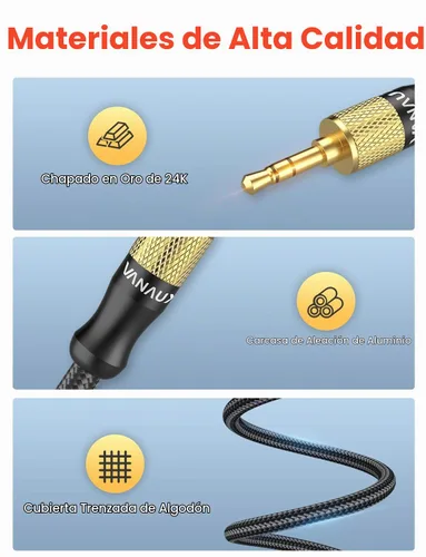 Vista 5 de VANAUX Cable auxiliar para automóvil de 90 grados en ángulo recto, cable auxiliar estéreo a conector compatible con reproductor MP3, estéreo
