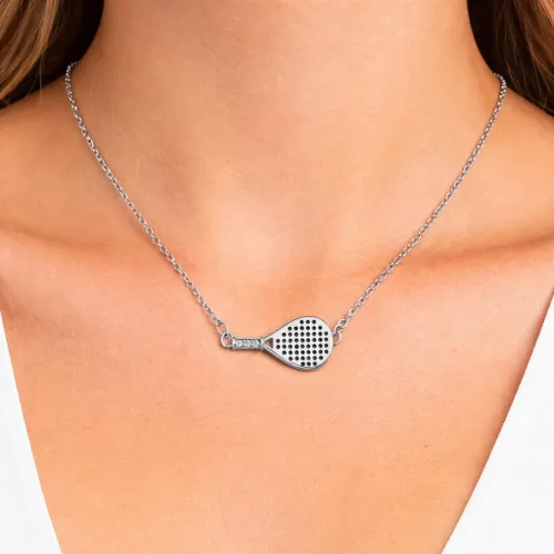 Vista 5 de Collar de pádel para mujer, collar con colgante de raqueta de acero inoxidable, regalo de joyería deportiva para jugadores de pádel, compañeros