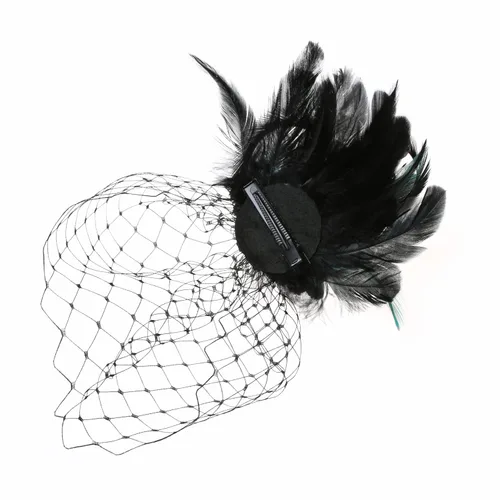 Vista 5 de LATIMOON Diadema con velo de plumas de los años 20 con velo para mujer.