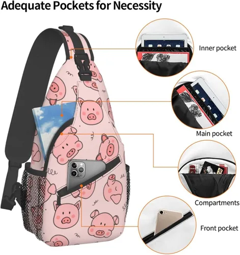 Vista 4 de Bolso bandolera impreso personalizado para mujeres y hombres, mochila cruzada para el hombro, bolsas de pecho, gimnasio, viajes, senderismo, mochila