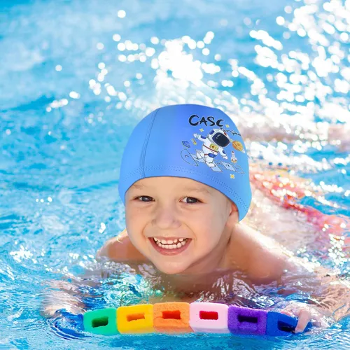 Vista 2 de Geyoga 3 piezas de gorras de natación para niños y niñas, gorras de natación para niños de 2 a 12 años, gorro de natación para piscina, gorro