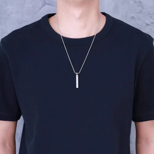 Vista 5 de COAI Collar de barra de tungsteno para hombre, collar colgante para hombre, Diosplata 20"-26