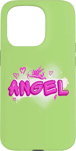 Vista 14 de iPhone 16 Angel y2k Aesthetic 2000s Millennial Nostalgia Pink Graffiti Case