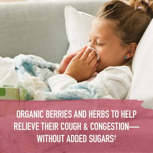 Vista 3 de Garden of Life Organics Saúco y zinc para apoyo inmunológico de niños, jarabe inmunológico para la tos y la mucosidad de los niños con hoja