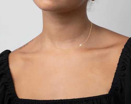 Vista 3 de TEWIKY - Collares bañados en oro de 14 quilates para llevar escalonados, cadena con dije de diamante y gargantilla con eslabones cubanos, delicado