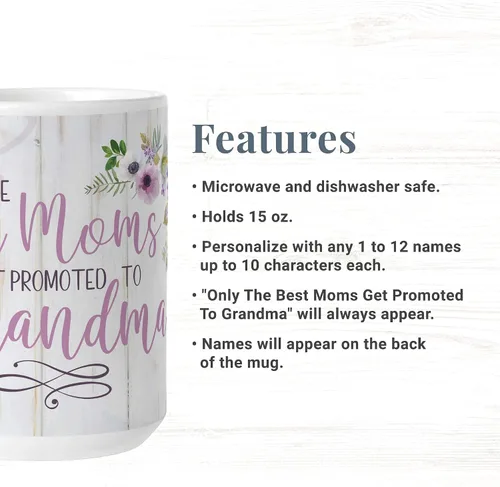 Vista 4 de Let's Make Memories Taza personalizada – Best Moms Get Promoted to Grandma Taza de café personalizada – para abuelas – Personalizar con nombres