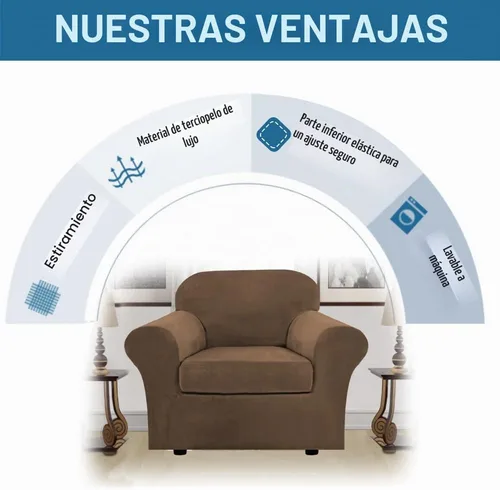 Vista 7 de H.VERSAILTEX - Funda elástica para sofá de 2 piezas, funda protectora de terciopelo, suave, con parte inferior elástica, con un ancho de hasta 49