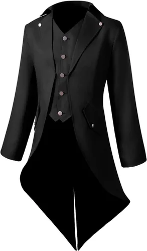 Vista 2 de Chaqueta de cola de milano Steampunk vintage para hombre, estilo gótico, victoriano, bata de uniforme