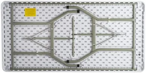 Vista 3 de Paquete de 10 mesas plegables de plástico blanco de granito resistente de 30 x 60 pulgadas. Mesa plegable de mesa de café, mesa de camping, mesa