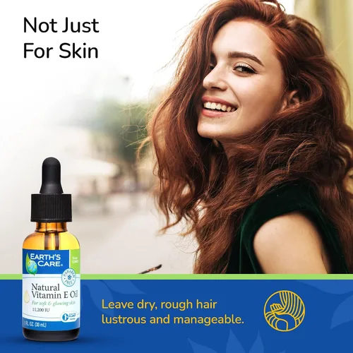 Vista 4 de Earth's Care Aceite natural de vitamina E – Aceite de vitamina E 100% natural para piel y cabello – 1 onza líquida