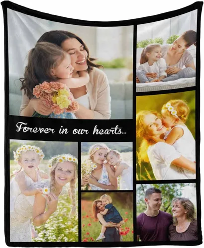 Vista 17 de InterestPrint Manta con foto, regalos personalizados para mamá, manta de collage de fotos personalizada para mamá de hija e hijo para cumpleaños