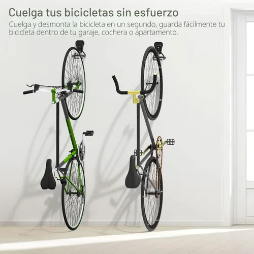Vista 2 de Housolution Soporte de pared para bicicleta con gancho fijo, [paquete de 2] Estante de almacenamiento para bicicletas Soporte vertical para garaje