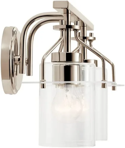 Vista 5 de Kichler Everett™ - Lámpara de tocador con 2 luces de 16 pulgadas con cristal transparente en níquel pulido