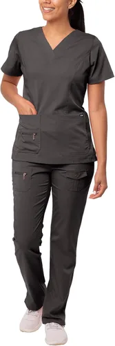 Vista 15 de Adar Pro Breakthrough Plus - Conjunto de uniforme médico para mujer, parte superior con cuello en V mejorado y pantalones con múltiples bolsillos