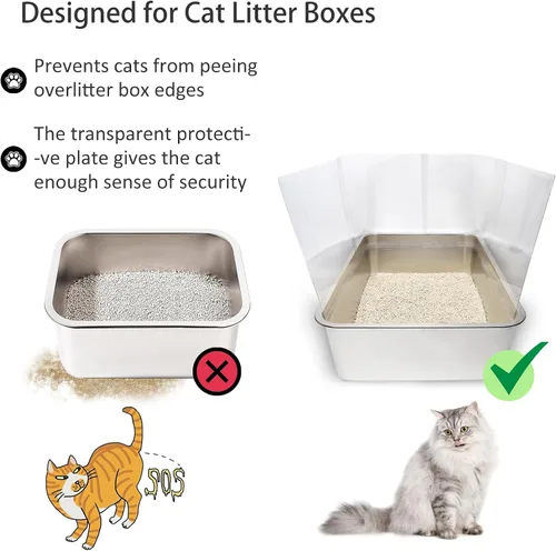 Vista 4 de YOILES 3 piezas de protectores contra salpicaduras de orina para caja de arena de gato, protector contra salpicaduras transparente fácil de limpiar