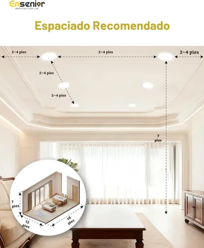 Vista 8 de Ensenior Paquete de 24 luces LED empotrables de 4 pulgadas, oblea regulable Blanco-5CCT