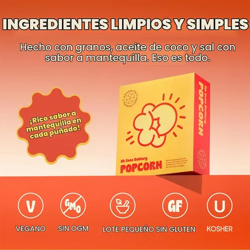Vista 5 de Popsmith Kits pre-medidos de palomitas de maíz: cinco kits de palomitas de maíz con mantequilla de 4 onzas con aceite de coco con sabor a