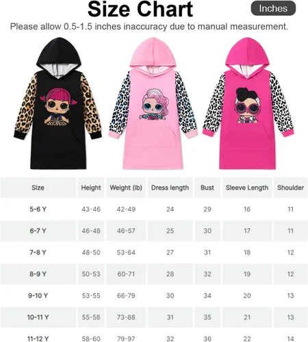Vista 6 de L.O.L. Surprise! Sudaderas con capucha para niñas, jóvenes, niños, leopardo, sudadera con capucha de manga larga, bolsillo