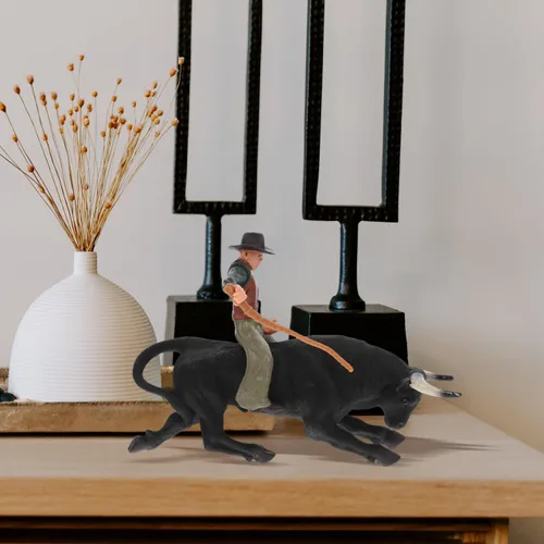 Vista 9 de Toyvian Simulación Western Bull Modelo Adorno Estático Torero Matador Juguete Decoración de Escritorio para Niños Juego Educativo 6.29X4.52X1.57In