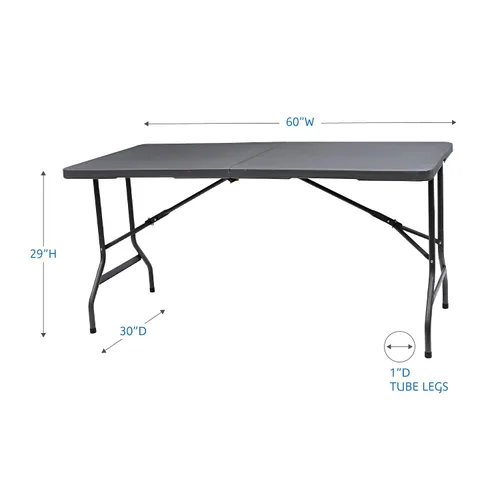 Vista 2 de Iceberg IndestrucTable Too - Mesa plegable biplegable, interior/exterior, grado comercial, carbón, 60 pulgadas de ancho x 30 pulgadas de profundidad