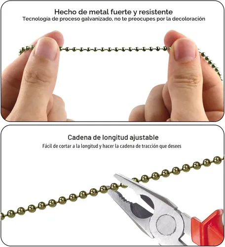 Vista 6 de Juego de cadena de bronce para ventilador de techo, extensión decorativa de cadena colgante, iluminación de 12 pulgadas y extensor de cadena