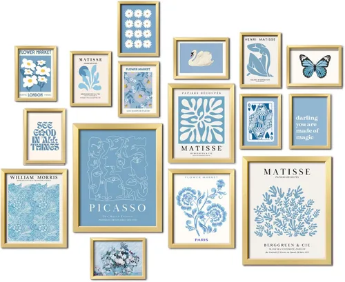 Vista 11 de ANERZA 16 PIEZAS Arte de Pared en Blanco y Negro, Impresiones de Galería Abstractas de Matisse para Dormitorio, Carteles Minimalistas