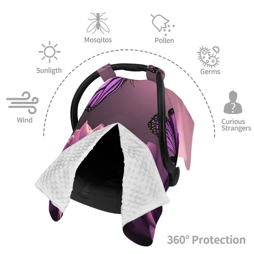 Vista 8 de Baby Car Seat Canopy Cover for Mom, Soft Breathable Nursing Breastfeeding Covers Multi Use Stroller Sun Shade Newborn Shower Gift，3D Flowers
