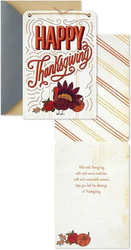 Vista 3 de Hallmark Surtido de tarjetas de Acción de Gracias de grano de madera (3 tarjetas con sobres) Live, Laugh, Love, Give Thanks, Cornucopia