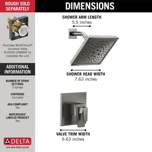Vista 3 de Delta Faucet T17243-KS-PR Trillian - Bañera o ducha, mango doble, acero inoxidable negro