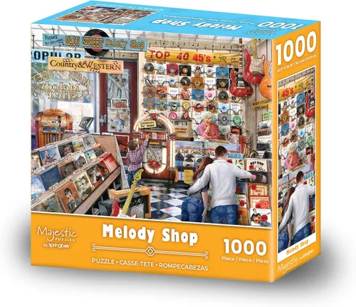 Vista 2 de Majestic Value Brand - Rompecabezas de 1000 piezas de una tienda de discos de vinilo nostálgicos