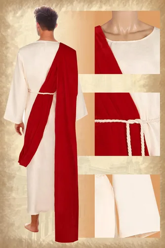 Vista 3 de Disfraz de Cristo para hombre, túnica griega antigua, capa bíblica, bufanda, cuerda Style-1