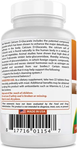 Vista 6 de Best Naturals D-glucarato de calcio 200 mg 120 comprimidos