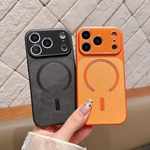 Vista 2 de Diseñada para iPhone, funda magnética de piel, compatible con carga inalámbrica MagSafe (iPhone 11, negro)