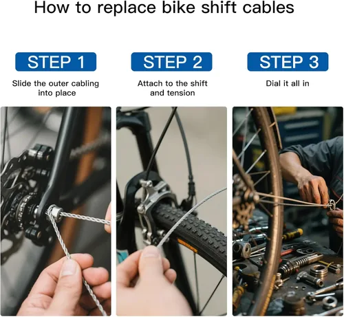 Vista 5 de Carcasa de cable de cambio, desviador de bicicleta forrado para bicicleta, carcasa de cable de cambio, cables de manguera de cambio de ciclismo