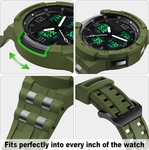 Vista 5 de Correa compatible con Samsung Galaxy Watch 6 Classic de 1.850 in, funda resistente de una pieza con correa (2023)