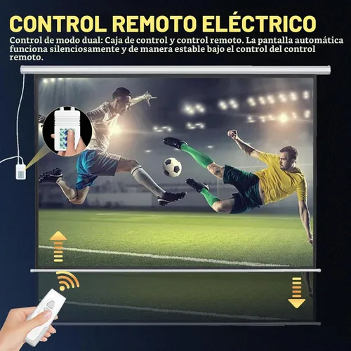 Vista 5 de DINAH Pantalla de proyector eléctrica de 72 pulgadas con control remoto, caída automática de aire para interiores, proyección motorizada 4K 3D HD
