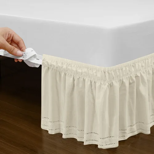 Vista 3 de Rodapié de cama elástico con volantes, de color sólido
