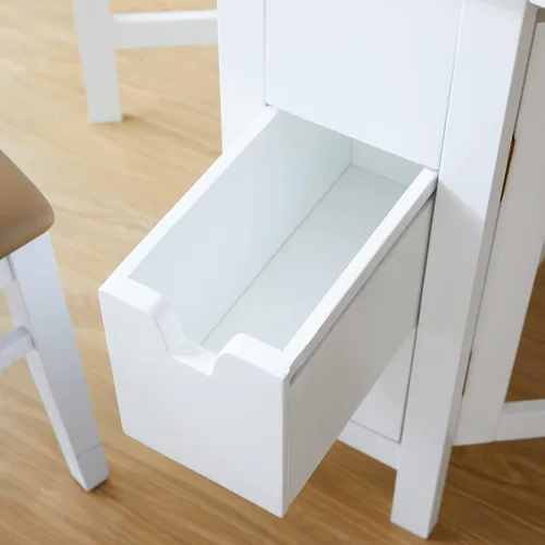 Vista 4 de Livinia Wings - Mesa de comedor de madera con patas de puerta, madera maciza expandible, con hoja caída, ahorro de espacio, con 6 cajones totalmente