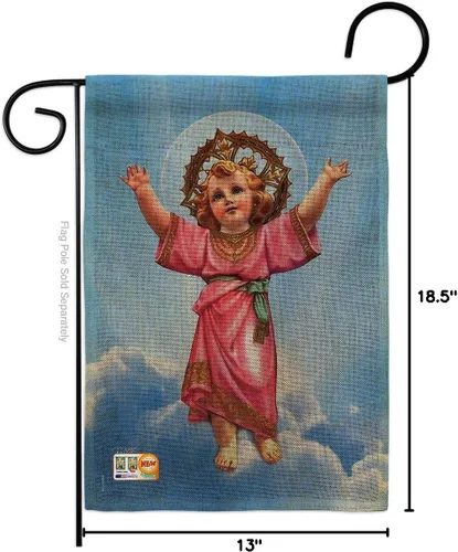 Vista 5 de Bandera de arpillera para el jardín de divine Baby Jesus, religiosa, fe, esperanza, gracia, paloma, religión cristiana, Pascua, pequeño, regalo