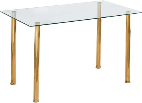 Vista 9 de Mesa de comedor rectangular negra de vidrio de 47.2 pulgadas, mesa de cocina moderna con mesa de vidrio templado y marco de acero de metal