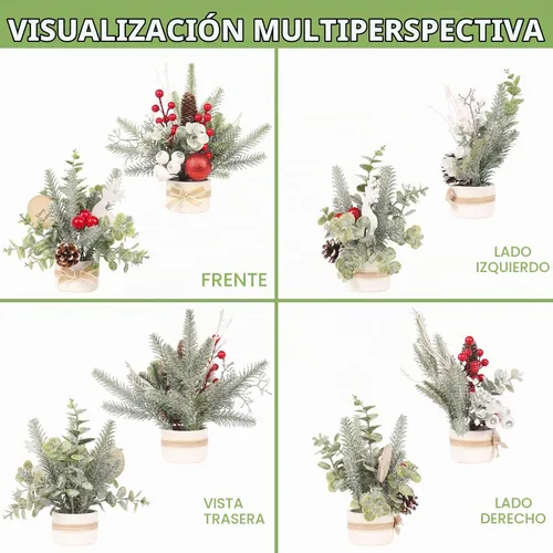 Vista 2 de JIALEIXI Pequeño mini árbol de Navidad de mesa, maceta artificial de 12 pulgadas para decoración de Navidad, para decoración de Navidad
