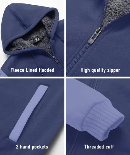 Vista 66 de SCODI Sudaderas con capucha para hombre, forro polar pesado, cremallera completa, forro de sherpa grueso, chaqueta con capucha