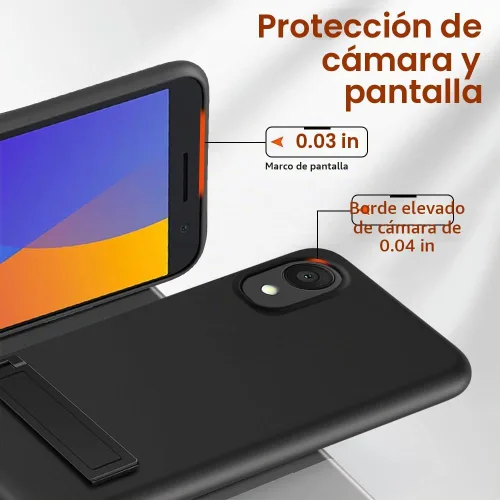 Vista 2 de Funda de teléfono compatible con Alcatel 1 2021 (5.0 pulgadas) con protector de pantalla de cristal, [3 formas de soporte] Funda protectora