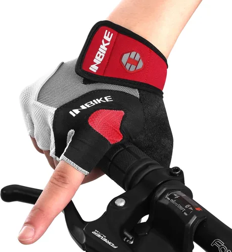 Vista 7 de Inbike - Guantes de ciclismo para hombre, 5 mm 0.19 pulgadas, almohadilla de gel absorbente de golpes, antideslizantes, transpirables