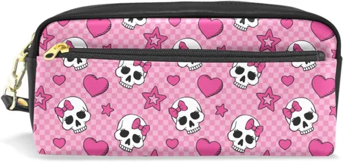 Vista 17 de Estuche portátil de gran capacidad con diseño floral de frutas de fresa, bolsa de maquillaje de piel sintética, organizador de maquillaje con asa